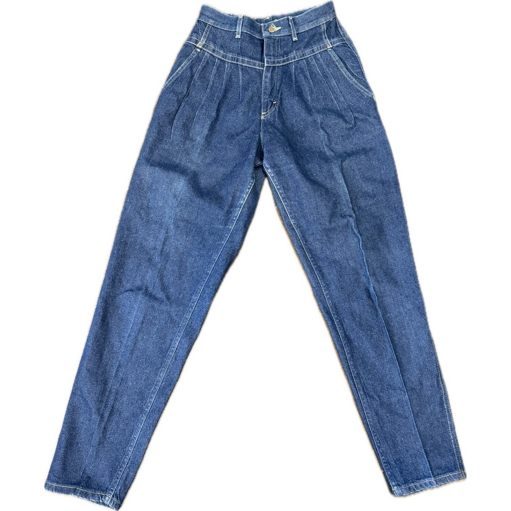 Vtg 80s Lee USA Yoke pleated Tapered Jeans Sz 11 Tall (26" Waist) Western Retro